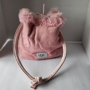 UGG Pink Furry Drawstring Bag